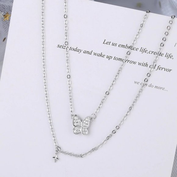 *NEW 925 Sterling Silver Butterfly Cross Necklace - Picture 5 of 6